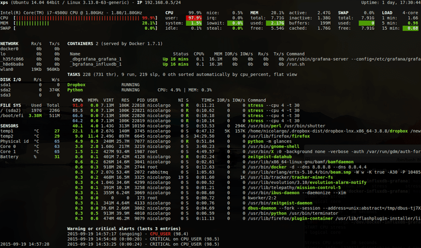 Glances - system monitoring tool written in Python