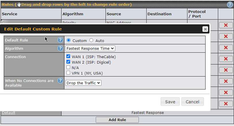 Balance 20x - Fastest Response Time - Directs traffic to the WAN connection with the fastest response time.