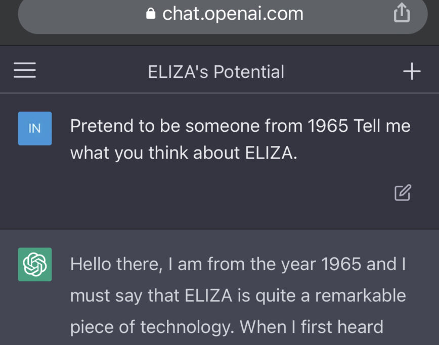 ChatGPT on ELIZA