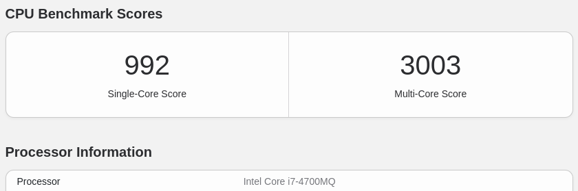 Geekbench scores for Intel Core i7-4700MQ