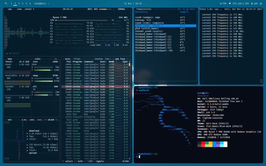 Kali-i3 on ThinkPad T14s Gen 3 AMD