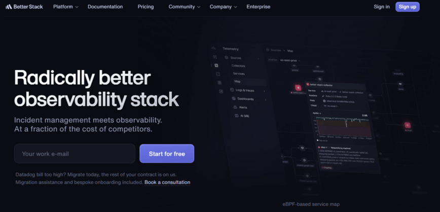 Better Stack unifies monitoring and incident management so teams can resolve issues faster. Better Stack unifies monitoring and incident management so teams can resolve issues faster.