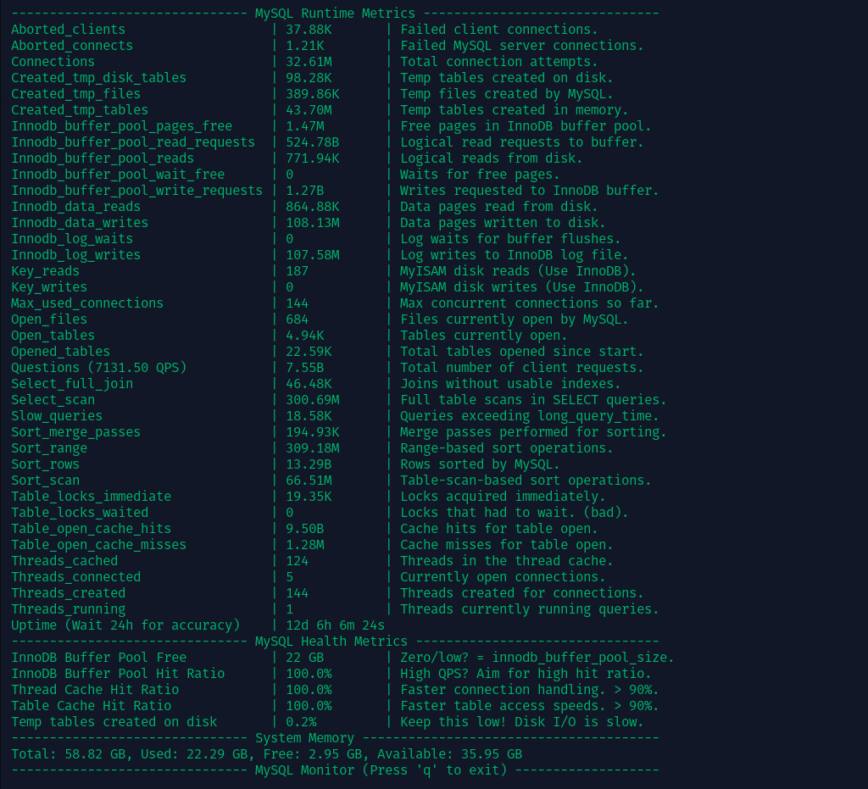 mysql-monitor-script: A lightweight MySQL monitoring script for sysadmins and DBAs. (screenshot)