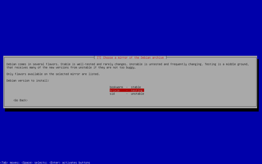 Direct install of Debian SID 2025 update