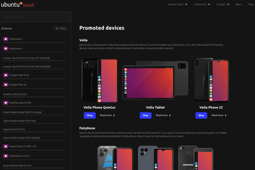 Ubuntu Touch Smartphone hardware options