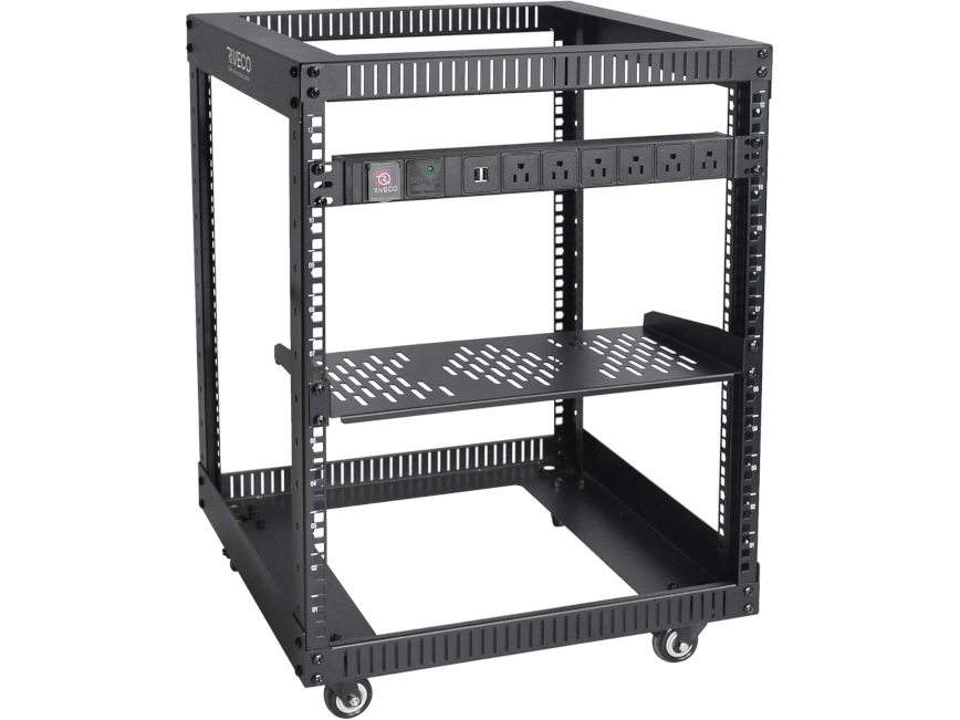 Riveco 12U Server Rack Open Frame with Casters