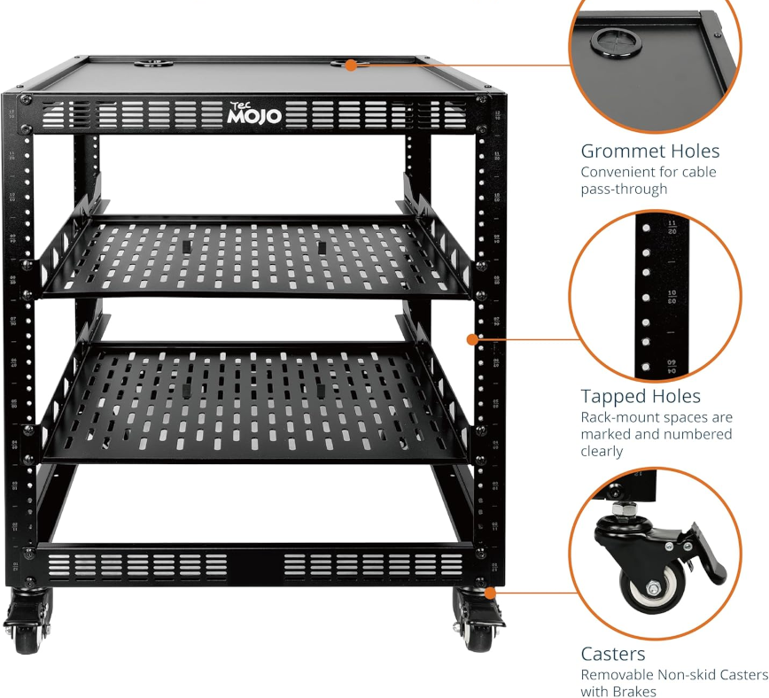 Tecmojo 12U Open Frame Network Rack with Wheels