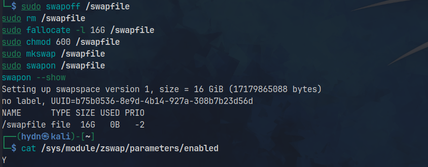 Check if Zswap is enabled.