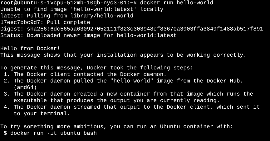 Run Your First Docker Container - hello world