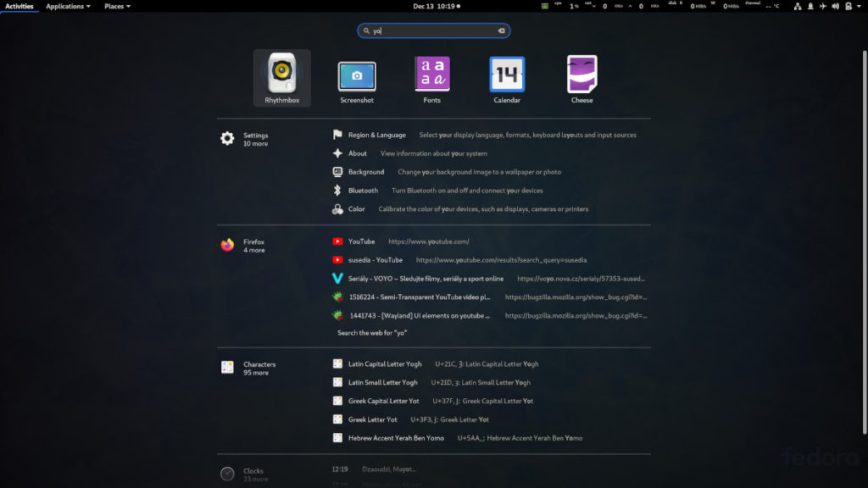 GNOME desktop search powered by Tracker/LocalSearch indexing apps, files, and settings
