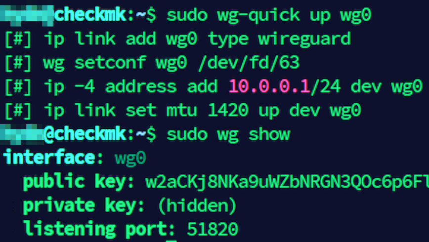 WireGuard interface wg0 status shown in Linux terminal WireGuard VPN setup on Linux showing wg show output in terminal