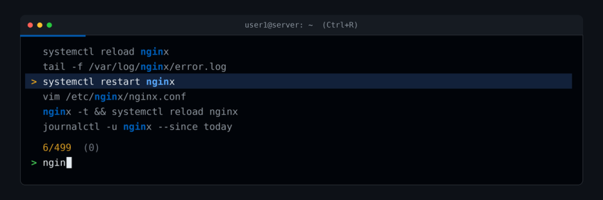 fzf interactive Ctrl+R history search filtering bash history for nginx